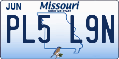 MO license plate PL5L9N