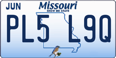 MO license plate PL5L9Q