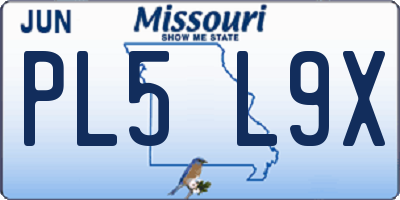 MO license plate PL5L9X