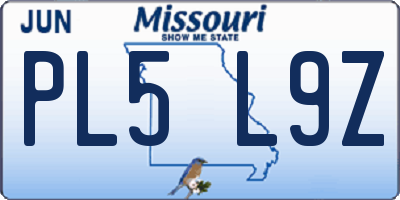 MO license plate PL5L9Z