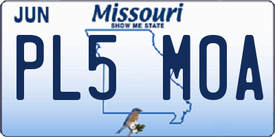 MO license plate PL5M0A