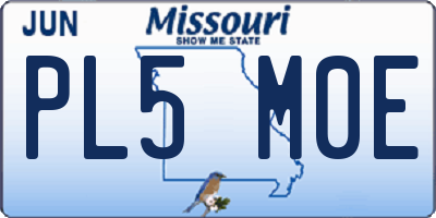 MO license plate PL5M0E