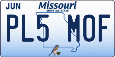 MO license plate PL5M0F