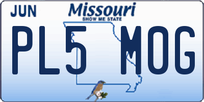 MO license plate PL5M0G