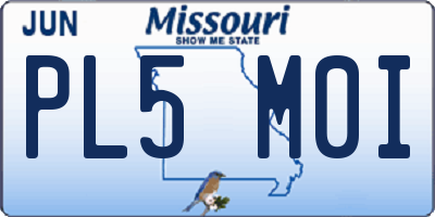 MO license plate PL5M0I