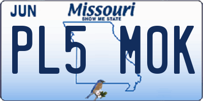 MO license plate PL5M0K