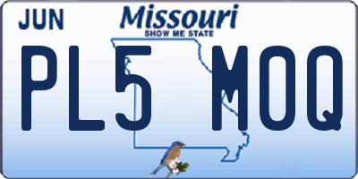 MO license plate PL5M0Q
