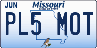 MO license plate PL5M0T