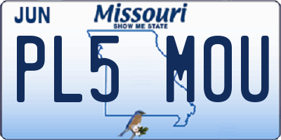 MO license plate PL5M0U