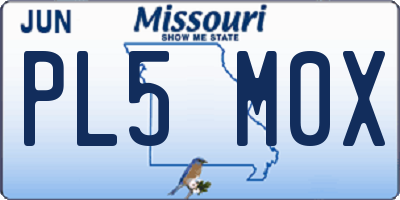 MO license plate PL5M0X