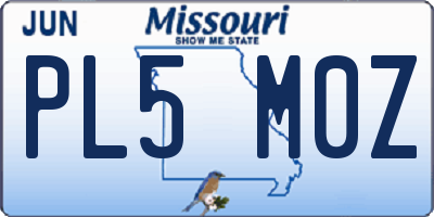 MO license plate PL5M0Z
