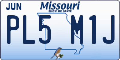 MO license plate PL5M1J