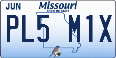 MO license plate PL5M1X