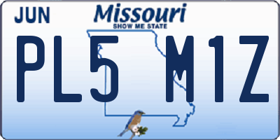 MO license plate PL5M1Z