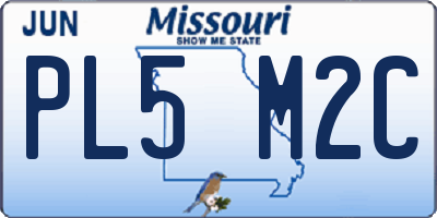MO license plate PL5M2C