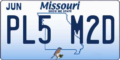 MO license plate PL5M2D