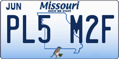 MO license plate PL5M2F