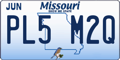 MO license plate PL5M2Q