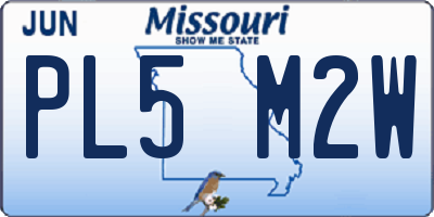 MO license plate PL5M2W
