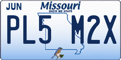 MO license plate PL5M2X