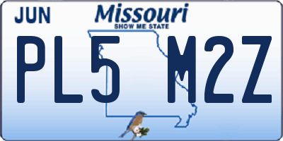 MO license plate PL5M2Z