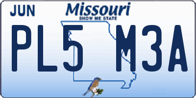MO license plate PL5M3A