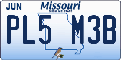 MO license plate PL5M3B