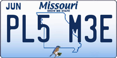 MO license plate PL5M3E