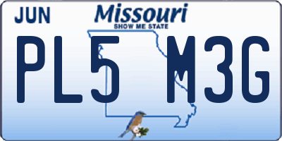 MO license plate PL5M3G