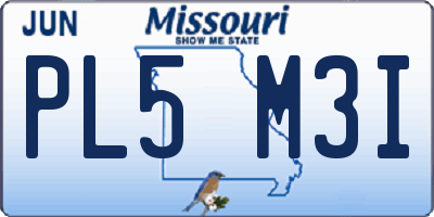MO license plate PL5M3I