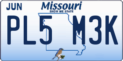 MO license plate PL5M3K
