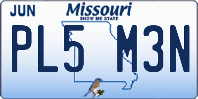 MO license plate PL5M3N