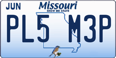 MO license plate PL5M3P
