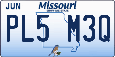 MO license plate PL5M3Q