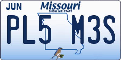 MO license plate PL5M3S