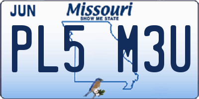 MO license plate PL5M3U