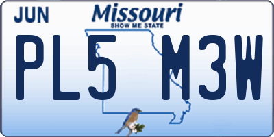 MO license plate PL5M3W