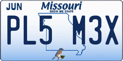 MO license plate PL5M3X