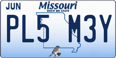 MO license plate PL5M3Y
