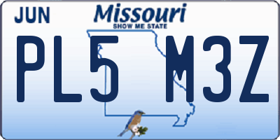 MO license plate PL5M3Z