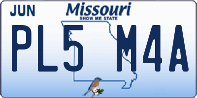 MO license plate PL5M4A