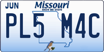 MO license plate PL5M4C