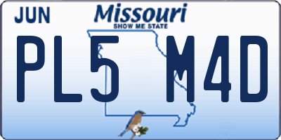 MO license plate PL5M4D