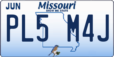 MO license plate PL5M4J