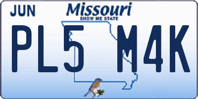 MO license plate PL5M4K