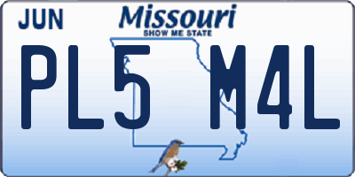 MO license plate PL5M4L