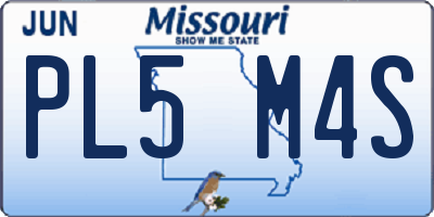 MO license plate PL5M4S