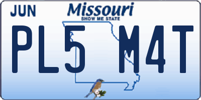 MO license plate PL5M4T