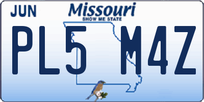 MO license plate PL5M4Z