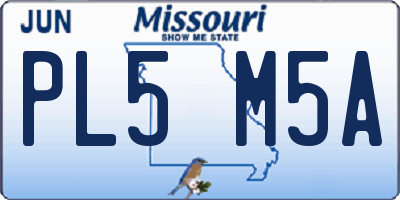MO license plate PL5M5A
